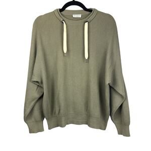 Women’s Brunello Cucinelli Size Medium Ribbed Knit Top Hoodie Pistachio Crewneck